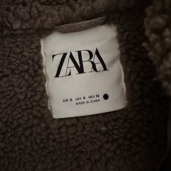 ZARA GREY FAUX LEATHER SHEARLING AVIATOR - Picture 5 of 6